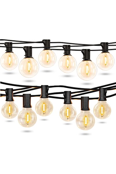 LUKBAY Ghirlanda Luminoasa Decorativa LED, 26m, 50+2 becuri LED G40 incluse, antisoc, Craciun, Terasa