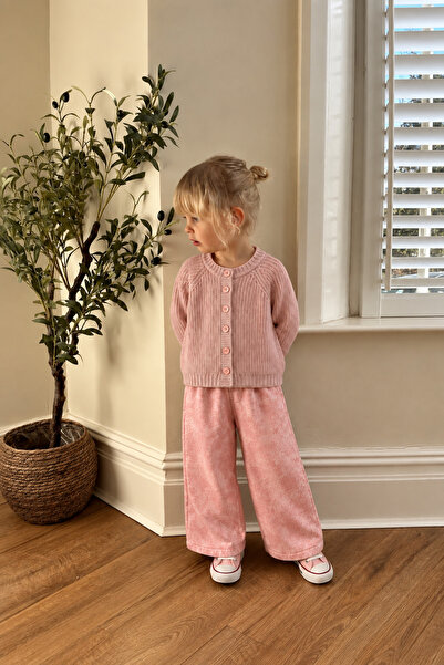 Tifina Kids Girl's 100% Cotton Oversize Knitwear Cardigan Vintage Washed Trou...