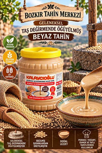 Kalaycıoğlu Bozkır Tahin Merkezi Taş Değirmen Beyaz Tahin 1900 gr (vegan& kor...