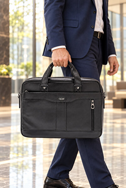 ÇÇS 71470 Genuine Leather Briefcase with Laptop Compartment, Multi-Compartmen...