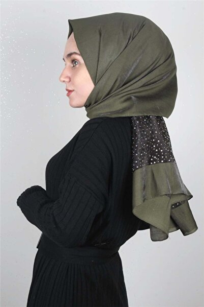 PİRAMİT Taşlı Exclusive Şal 1606-17 Haki