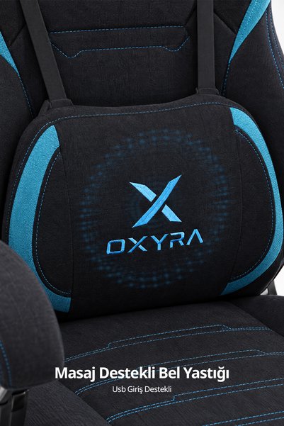OXYRA Thalron Ergonomik Premium Terletmez Kumaş | Bel Masaj Destekli Oyuncu Koltuğu