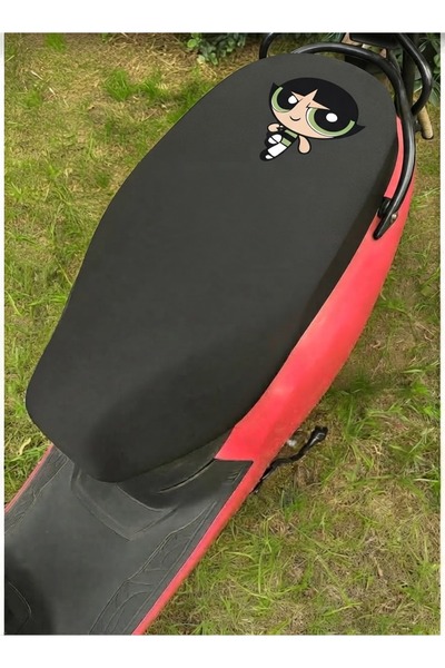 Motosiklet Sele Koltuk Kılıfı SİYAH 50 cc 150 cc uyumlu POWERPUFF ÇİZGİ KARAKTER2