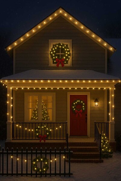 LUKBAY Ghirlanda Luminoasa Decorativa LED, 26m, 50+2 becuri LED G40 incluse, antisoc, Craciun, Terasa