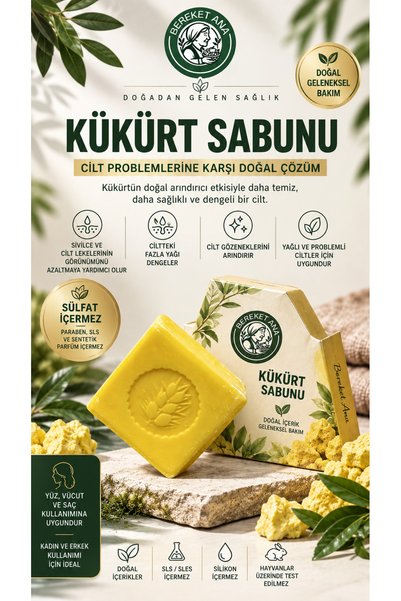 gaziantepli bereket ana baklava & yöresel 5-Piece Natural Soap Set Sulfur Tar Bıttım Olive Oil Polimby White Handmade Special Box