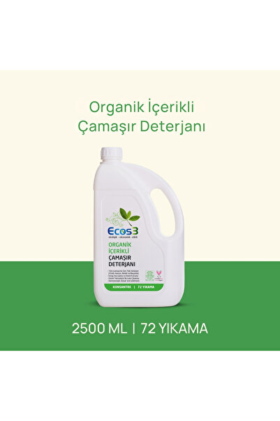 Ecos3 Organik İçerikli Çamaşır Deterjanı, Vegan Sertifikalı, Ekolojik, Extra ...
