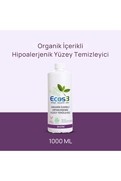 Ecos3 Organik İçerikli Yüzey Temizleyici, Hipoalerjenik, Vegan Sertifikalı, E...