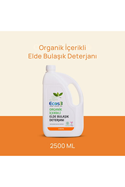 Ecos3 Organik Elde Bulaşık Deterjanı, Vegan Sertifikalı, Ekolojik, Hipoalerje...