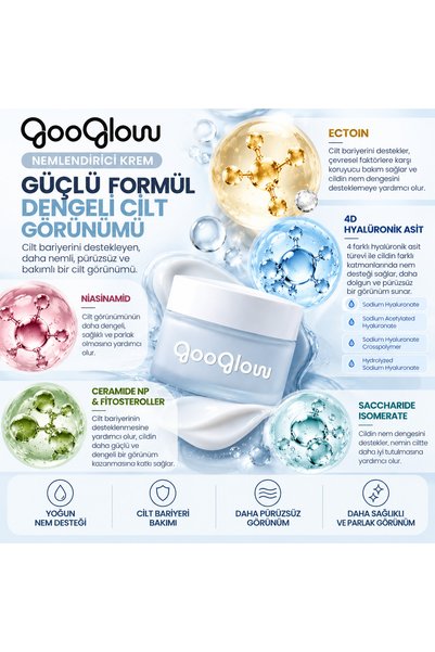 GOOGLOW Barrier Strengthening Water-Based Moisturizing Face Cream, Ceramide, Ectoin, and 4D Hyaluronic Acid