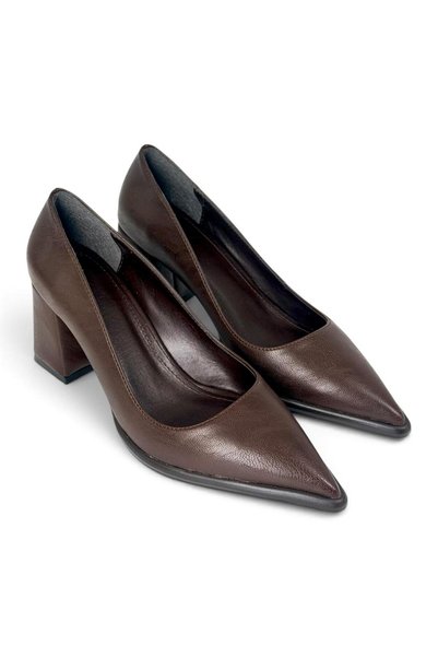 besoin shoes store High Heeled Matte Leather Women's Shoes Light Brown