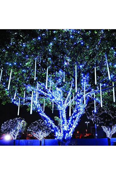 SERSIMO Коледна инсталация, 10 тръби, 50 см, 480 LED, метеоритен дъжд, син