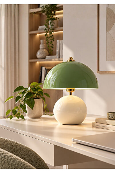HOMİNG Blush Mint Yeşili Krem Abajur 242493