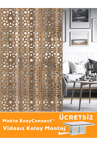 standarts Makta ® Modüler Sarkıt Paravan, Ahşap Seperatör, 4'lü Panel Levha S...