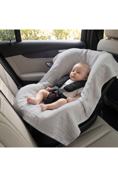 Generic Brand 100% Cotton Muslin Stroller Cotton Gray Car Seat Cover