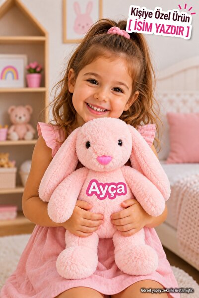 Pandamkee Kişiye Özel İsim Baskılı Uyku Arkadaşım Peluş Tavşan 35 cm