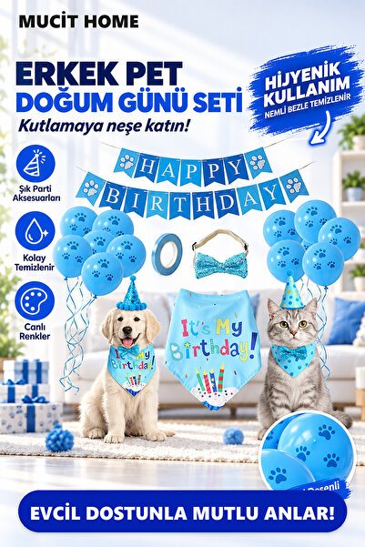 mucit home Erkek Evcil Hayvan Erkek Doğum Günü Kutlama Süs Seti