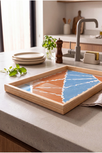 Zevahir Mobilya Dekorasyon Multi-Colored Geometric Pattern - Rectangular Coff...