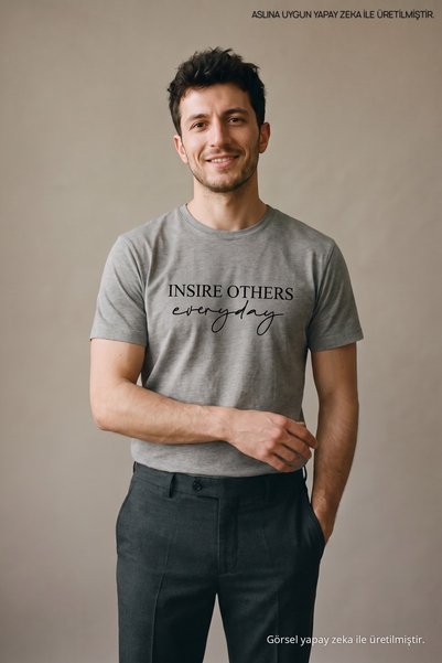 Maccali Tricou gri pentru bărbați Insire Others cu imprimeu și guler tip bici...