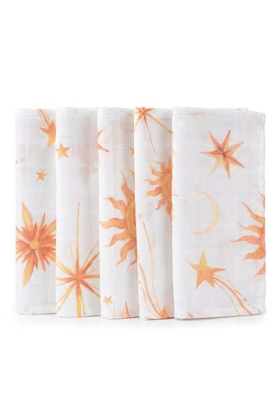 jr.bunnies Baby Muslin Mouth Wipes Sun Patterned Set of 5 – Soft and Absorbent 20X20 cm