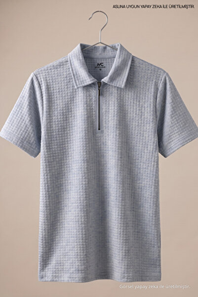 Maccali Μπλουζάκι με λαιμόκοψη πόλο με φερμουάρ και υφή βάφλας για άνδρες σε ...