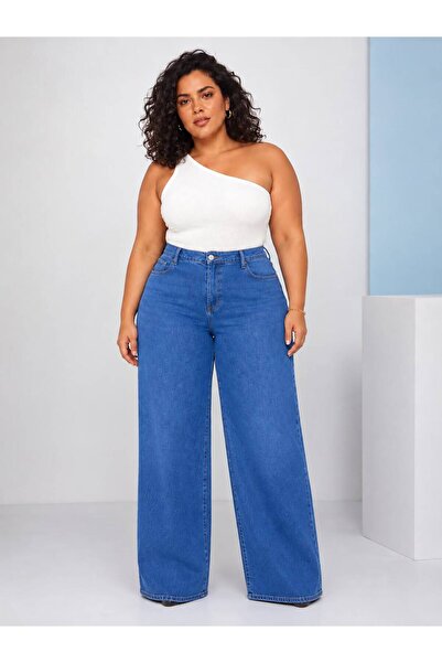 FİVA JEANS KADIN-BATTAL PREMİUM BÜYÜK BEDEN GENİŞ PAÇA LİKRALI RAHAT KESİM KO...