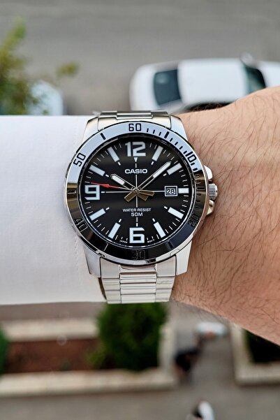 Casio Kadranı Siyah Kordonu Metalik Renk 2 Yıl Garantili 5 ATM Erkek Kol Saati