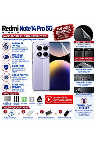 Astakos Redmi Note 14 Pro 5G Uyumlu Mat Yüzey Leke Tutmaz Nano Kırılmaz Darbe...