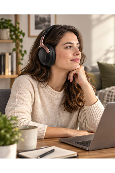 NO BRAND Căști wireless cu noise cancelling și mod Transparency, 5 microfoane...