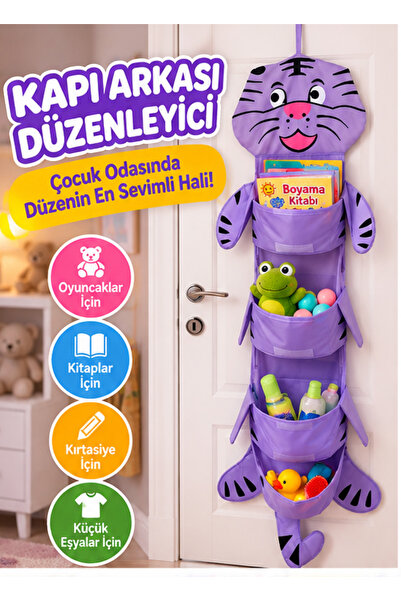 LRS STORE Kedi Figürlü Çocuk Odası Dizayner Banyo Kapı Arkası Askı Çok Amaçlı...