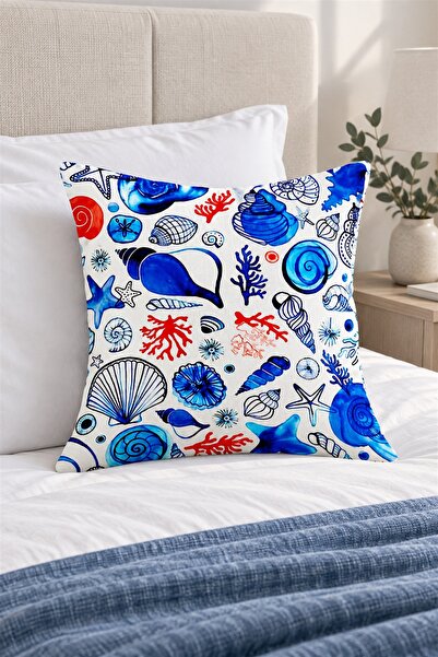 on the clouds Blue Seashells One Side Printed Hidden Zipper Pillowcase Throw ...