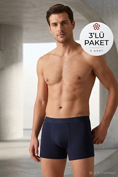 YILDIZ Modal Erkek Boxer Lacivert 3'lü Paket
