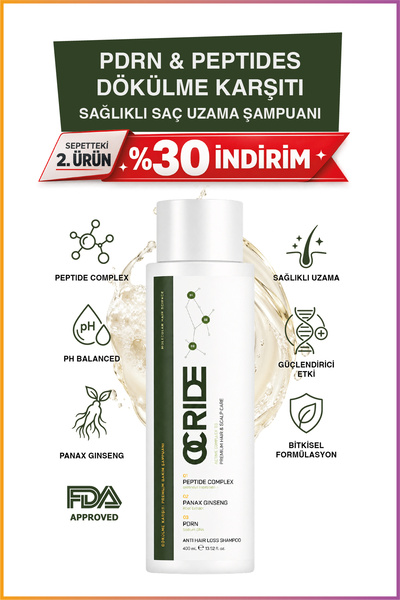 OCRIDE PDRN & Peptide Şampuan 400 ml | Saç Dökülmesine Karşı Bakım, Kepek Kar...