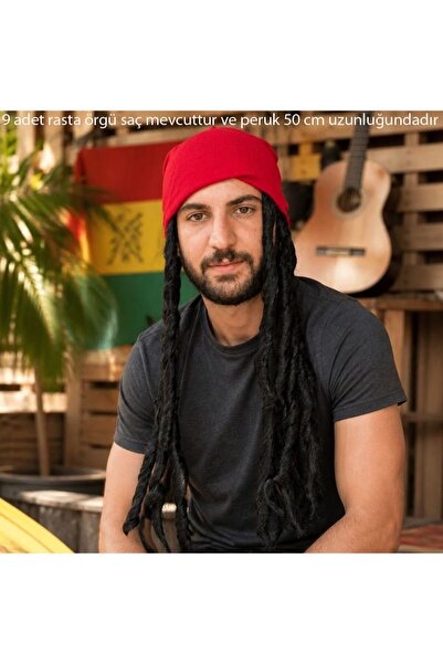 partidolu Halloween Dreadlock Reggae Bob Marley Rasta Saçlı Yün Bere Şapka Ye...