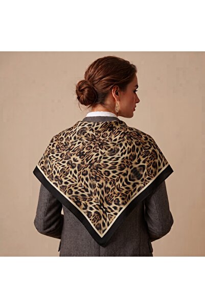 tuaipek Leopar Desen 94X94cm Viskon Modal Eşarp
