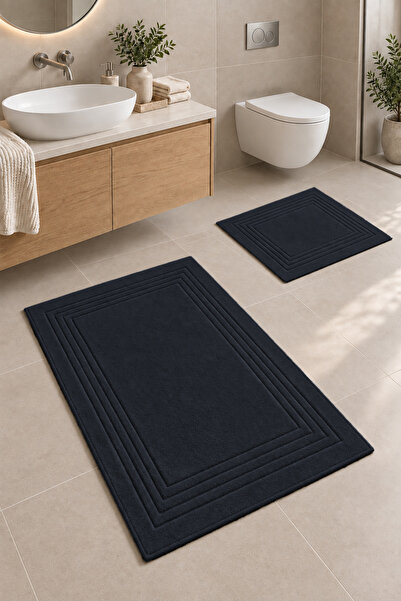 Cotton Crafty Pamuk Dokuma Banyo Paspas Seti, Banyo Halısı Vera 2 Li Set 60x1...