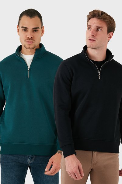 Buratti Cotton Regular Fit Stand Collar 2-Pack Sweat Men's Sweatshirt 59052592S2