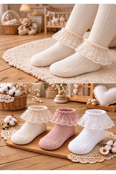 Pico Baby Organic Cotton Premium 3-Piece Baby Tulle Socks - Perfumed and Wash...