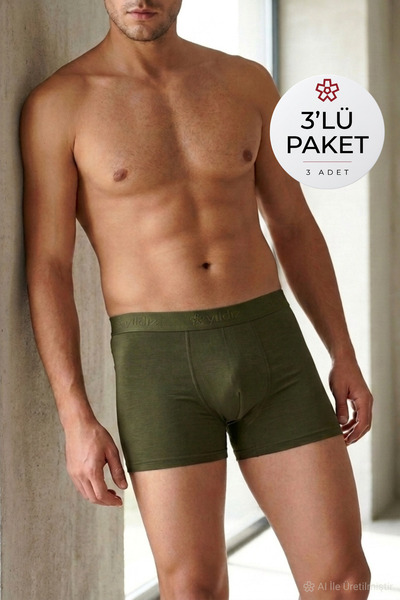 YILDIZ Modal Erkek Boxer Haki 3'lü Paket