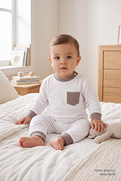 VAUVA Kız Erkek Pijama Baskılı Cep Detaylı Uzun Kollu Pijama Takımı