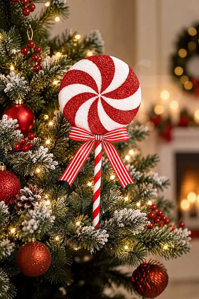 BeySüS Christmas Tree Ornament Big Red White Candy 46 cm