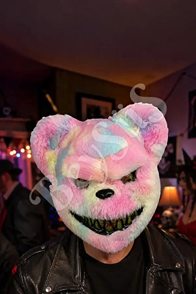 BeySüS Halloween Furry Multicolor Bear Mask