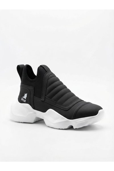 BOA BA0401 Laceless Comfortable High Sole Black Men's Sports Half Ankle Boots