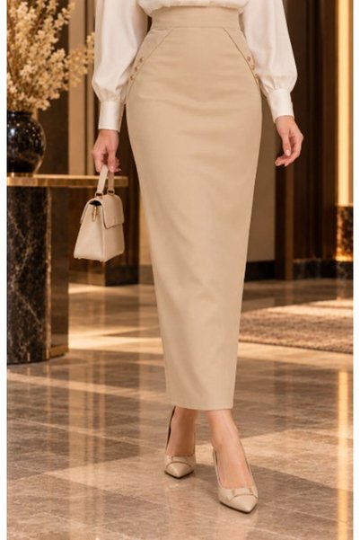 vl vellichor Fabric Pencil Skirt Ecru
