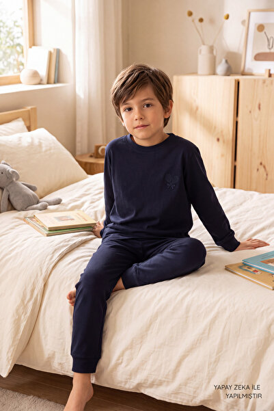 VAUVA Kız Erkek Pijama Takımı Nakışlı İkili Pijama Takımı