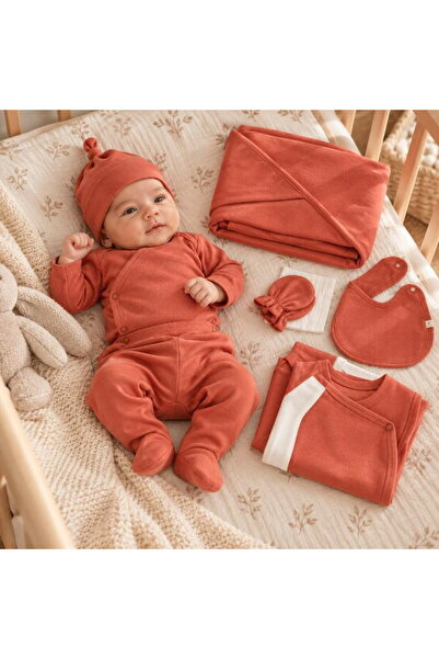BabyCosy Set de 10 piese pentru nou-născuți - 100% bumbac organic - Scorțișoară
