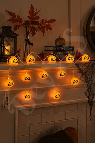 BeySüS Cadılar Bayramı Halloween Pilli Balkabağı Led 12 li
