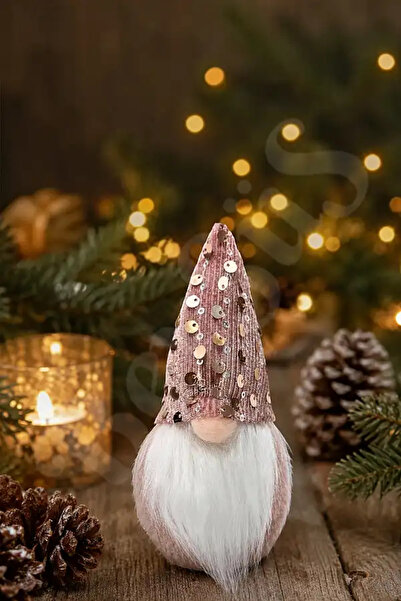 BeySüS Yılbaşı Çam Ağacı Süsü Şans Cücesi Gnome Rosegold