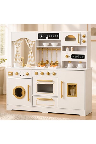 Smart Vibe FrenchBistro MDF Kids Kitchen with Lights, Sounds, Electric Sink a...