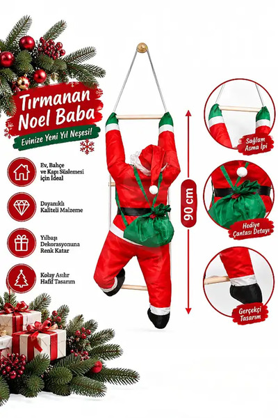 BeySüS Christmas Climbing Santa Claus 90 cm