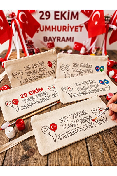ORGANİZASYON HEDİYEM 10 ADET 29 EKİM CUMHURİYET BAYRAMI HEDİYESİ HAM BEZ BOYA...